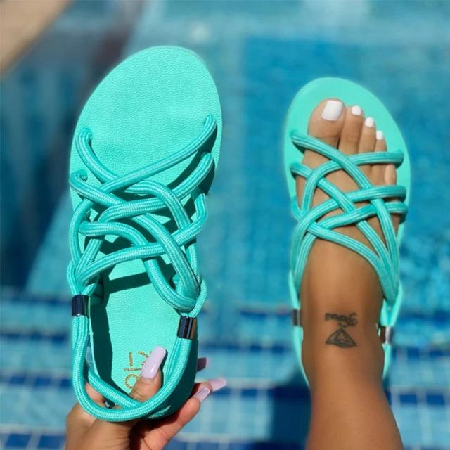 Sandalias 2021 Zapatos mujer trenzados cuerda zapatos de playa abierto dedo  del pie señoras beach sandalias roman gladiator sandalias chancla  antideslizante comprar a buen precio — entrega gratuita, reseñas reales con  fotos — Joom