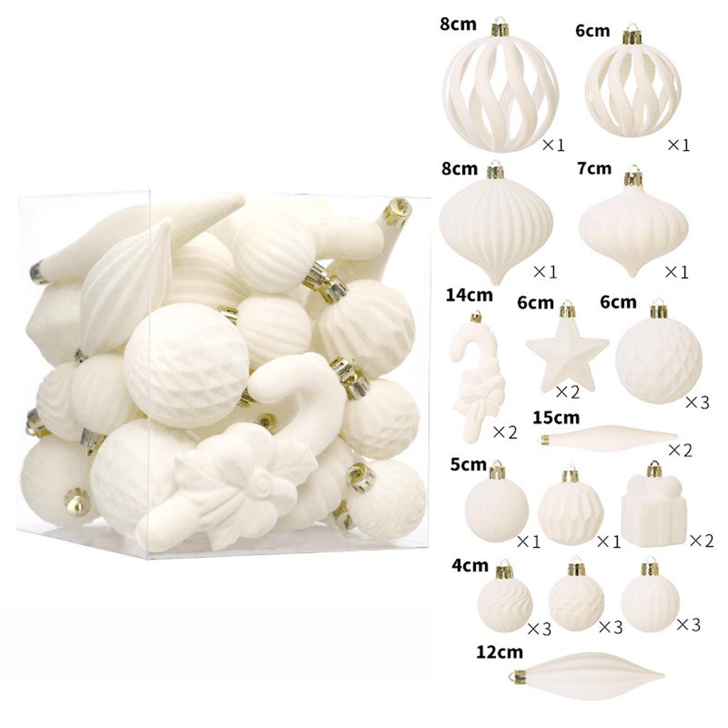 28-piece Christmas Decoration Set, Premium Flocked Christmas Ball Set, Christmas Tree Ornaments, Hanging Decorations, Scene Decorations.