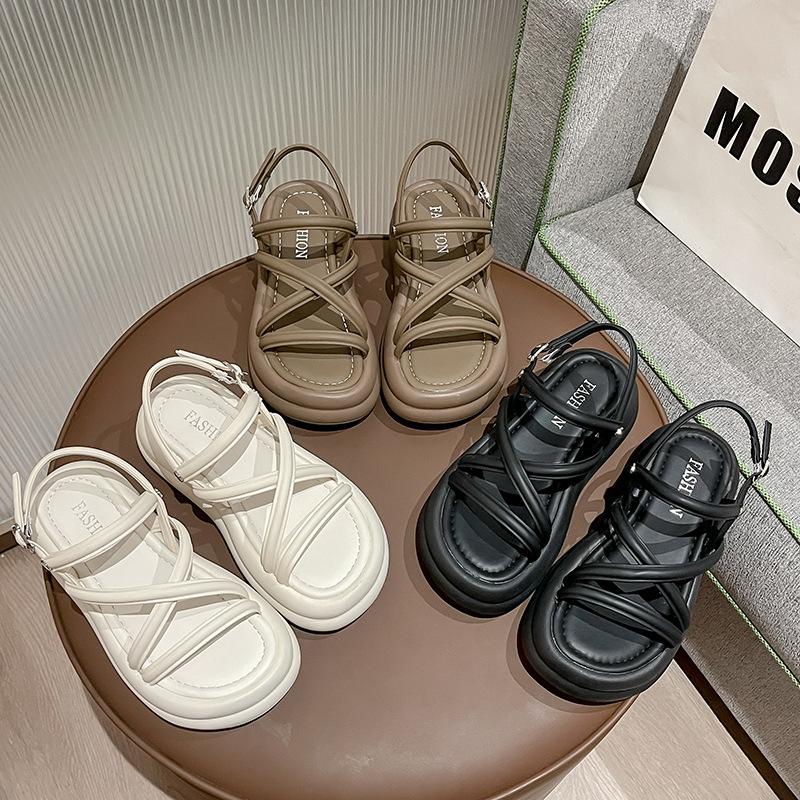 Roman Sandals Women's Summer 2025 This Summer's New Fashion Retro Explosion Super Fire Thick Bottom with Fairy Skirt