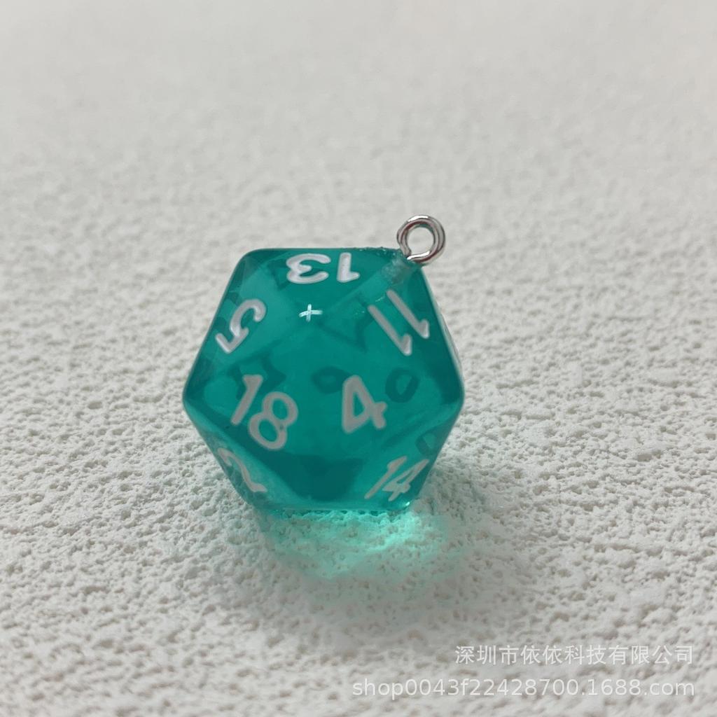 Manufacturer's real shot 20-sided sieve dice transparent solid color multi-sided dice bag pendant earrings keychain DIY accessories