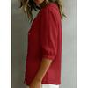 Womens Solid Doll Collar Button Down 3 4 Sleeve Blouse