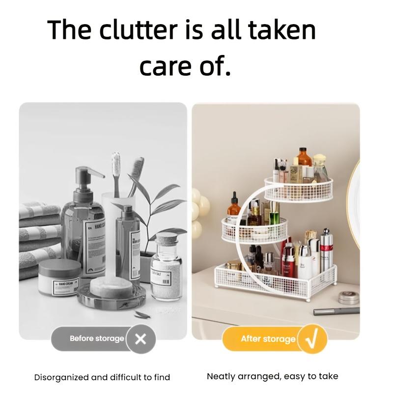 3-stöckige moderne Metall-Kosmetik-Aufbewahrungsbox Schminktisch-Organizer Keine Installation für Make-up-Zubehör erforderlich