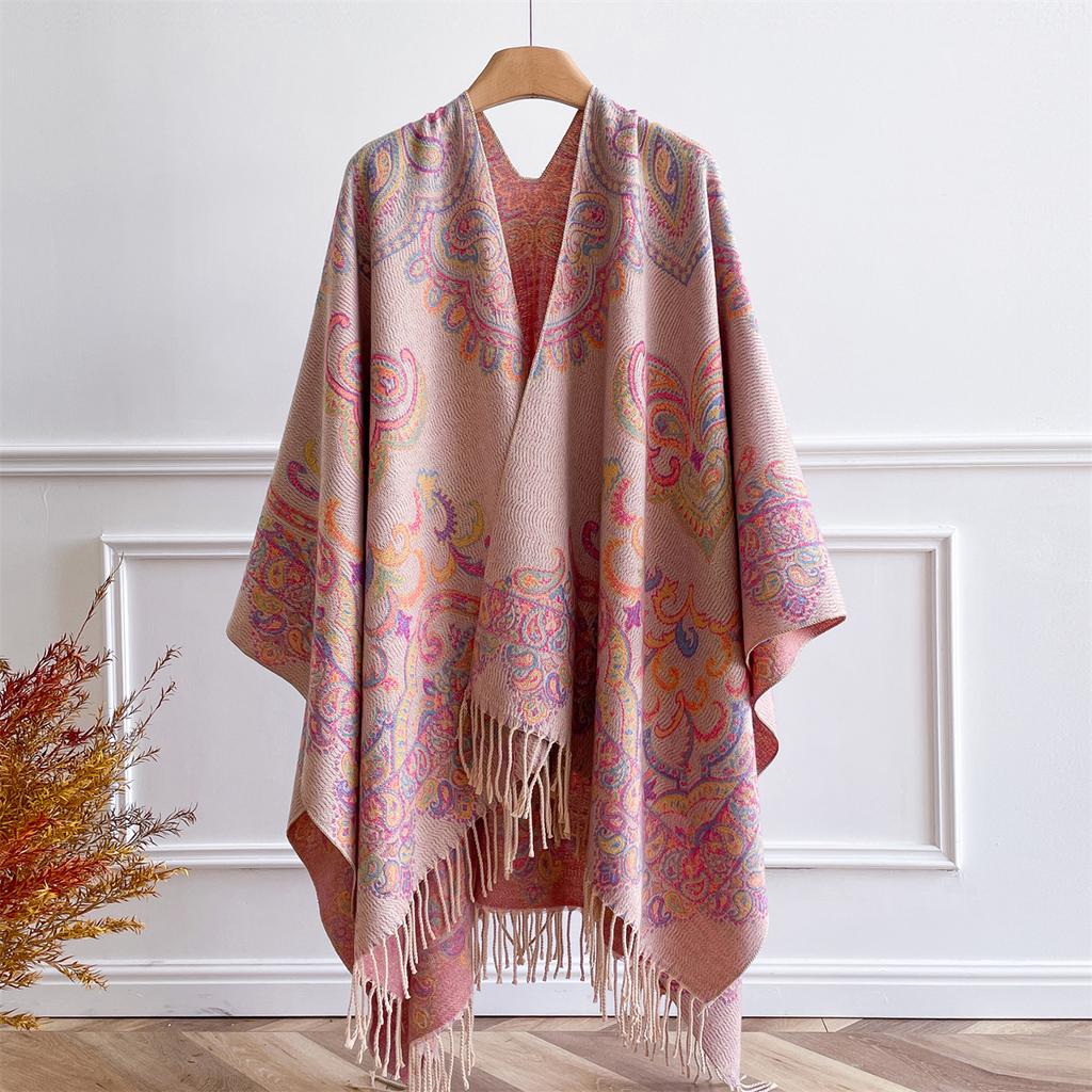 Women Luxury Imitation Cashmere Ponchos Capas Scarf Winter Men Pashmina Shawl Scarve Wrap Jacquard Femme Thick Blanket Stole