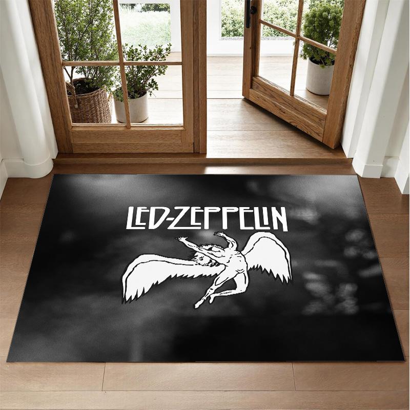 Led Zeppelin Design Crystal Velvet Rug Soft Decorative Mat for Bedroom Entrance