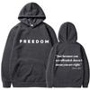 Freedom Letter Hoodies Autumn Winter Fleece Casual Sweatshirt Hooded Top for Women Men Hoodie