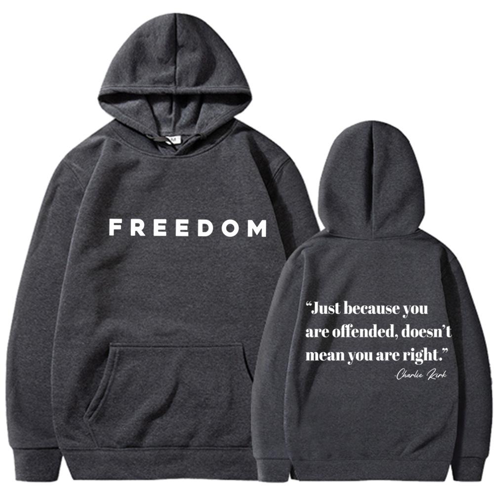 Freedom Letter Hoodies Autumn Winter Fleece Casual Sweatshirt Hooded Top for Women Men Hoodie