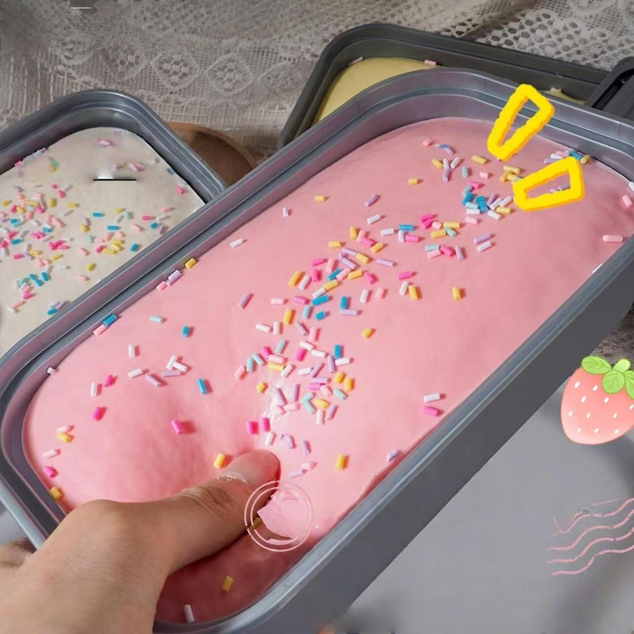 

Sticky Box Cake Squishy Toy Slow Rising Butter Ice Cream Squeeze Toy Food Shaped Stress Relief Fidget Toy розовый