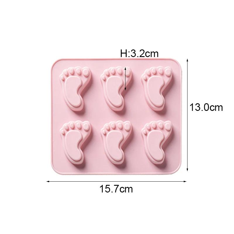 

6-секционная милая силиконовая форма для торта на празднование рождения ребенка в форме 3D-ног, противень для выпечки, аксессуаров для дня рождения, десертов, выпечки