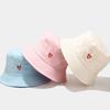 Embroidered Cotton Fisherman Hats for Women Girls Stylish Heart Design Beach Sun Protection Adjustable Fit