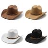 Classic Wool Felt Western Cowboy Hat With Wide Brim For Summer Outdoor Activities