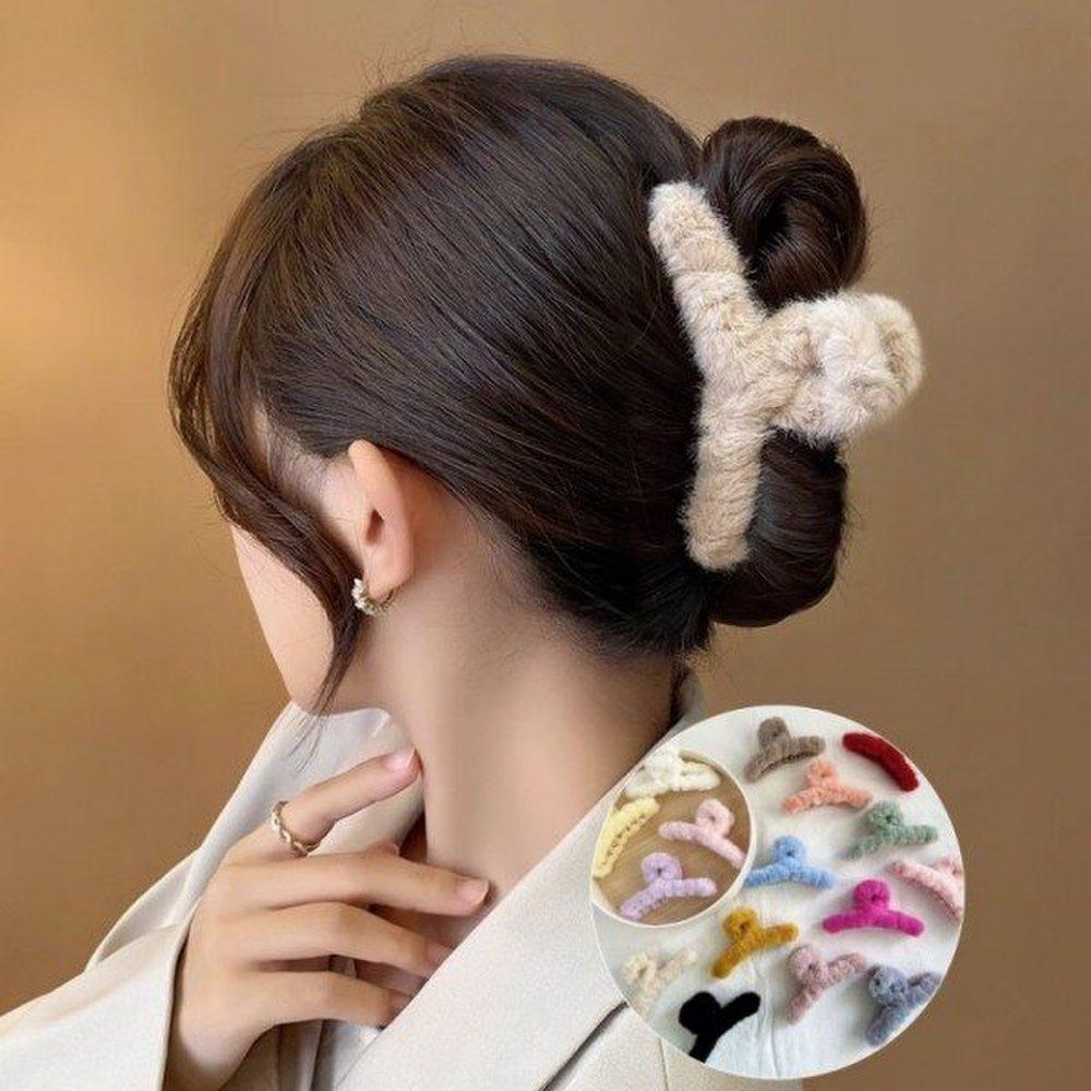 

Mno Ludia Зимняя меховая заколка для волос Мех норки Заколка для волос 12 см pink