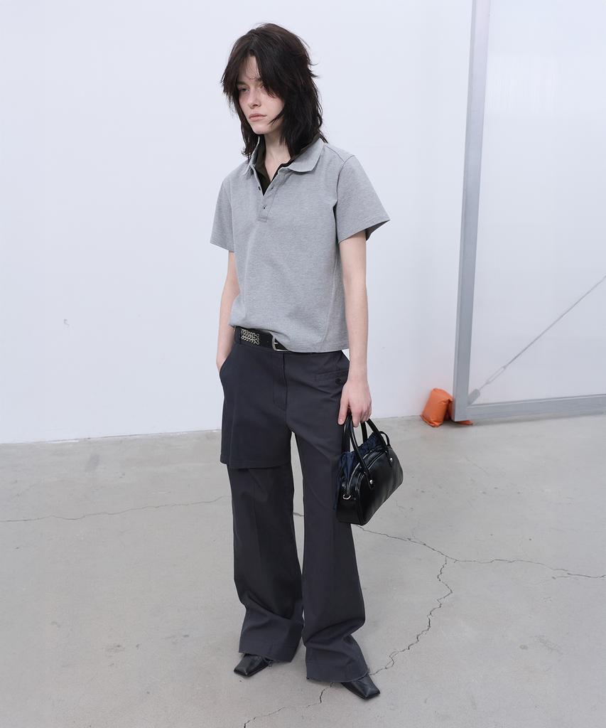 LCDC™ Double-Collar Polo Top (Melange Grey)
