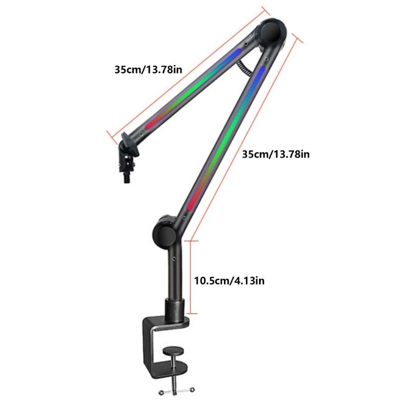 Drehbarer LED Mikrofonarmständer LED Schwenkarm Verstellbarer Mikrofonständer für Professionelle Aufnahme Heimstudio Rundfunk