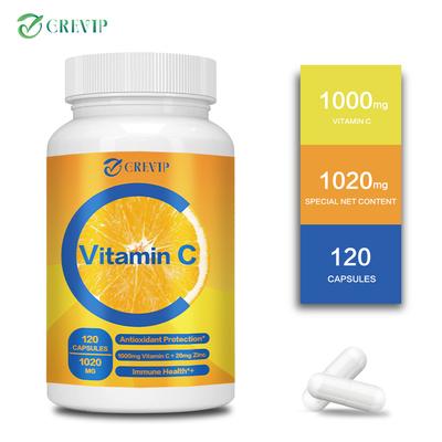 Vitamin C + Zinc Complex Capsules, 1020 Mg Per Serving, High Concentration Ratio, for Adults To Enhance Immunity.