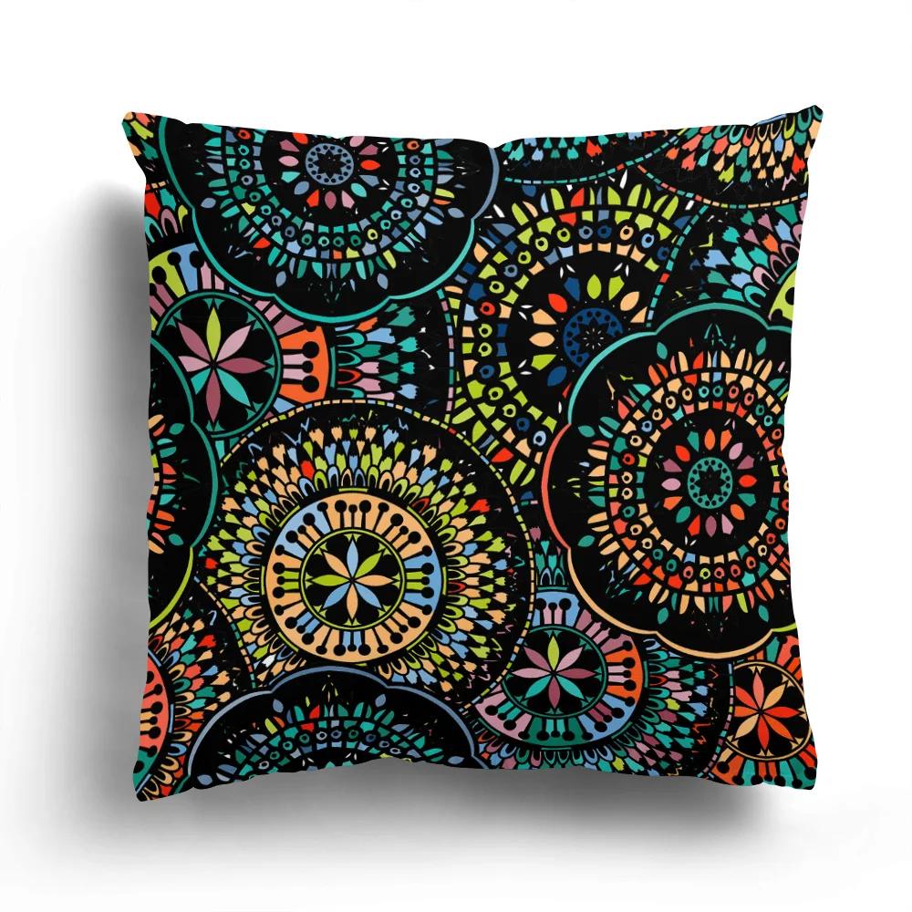 Retro Ethnic Totem Plush Pillowcase Home Sofa Cushion Cover Cartoon Pattern