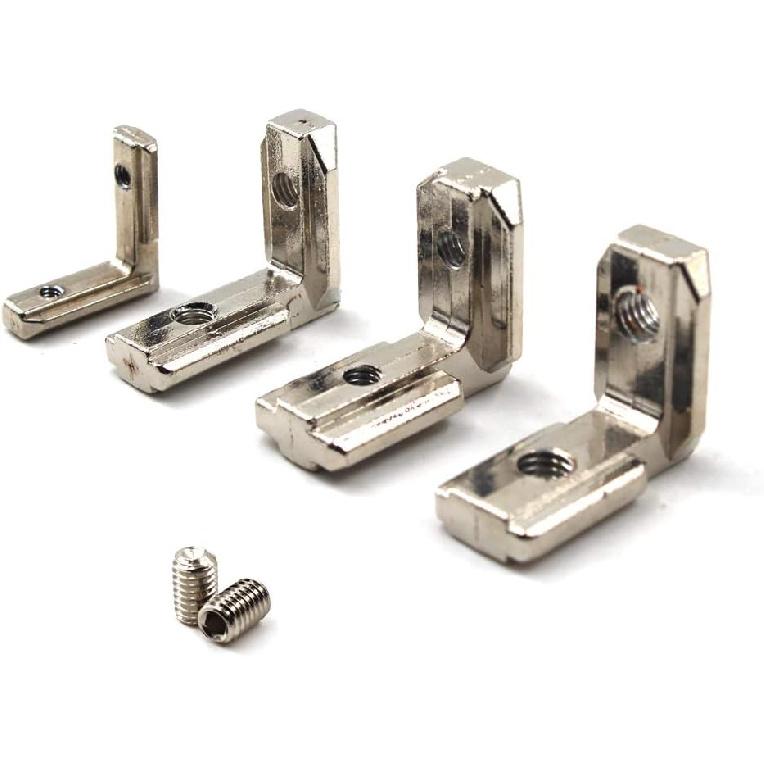 2020 Corner Bracket T Slot Corner Connector L-Shape Corner Joint Bracket for European Standard Aluminum Profile Come with Screws (Pack of 10)
