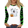 Women's T Shirt Halloween Print Long Sleeve Daily Fashion Basic Round Neck Raglan Sleeve Top