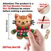 8pcs 2D Flat Gingerbread Cat Tree Toppers -Christmas Ornaments with Hanging Loop Artificial Wood Holiday Decoratio for Xmas Tree