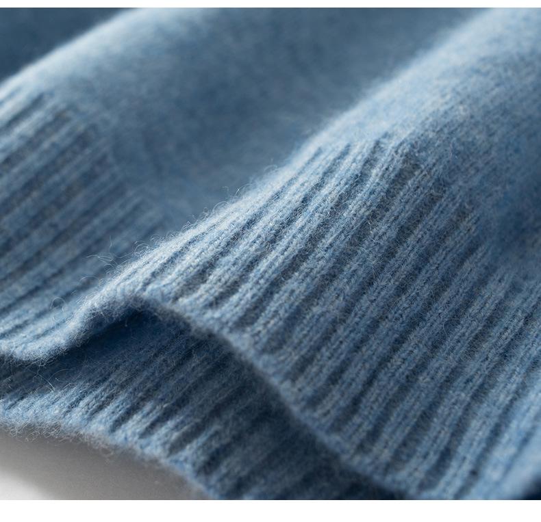 Men's Pure Cashmere Round Neck Sweater: Thick, Loose-Fit, Solid Color Knit for Autumn and Winter.
