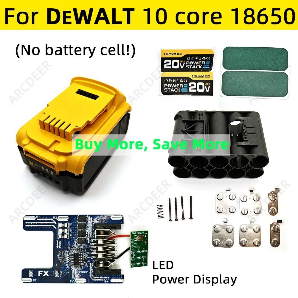 1/2/4/6/10Set 18V 21V 10*18650 Power Tool Accessories Li-ion Battery Case For Dewalt BMS Box 4Mos Charging PCBA Power Display