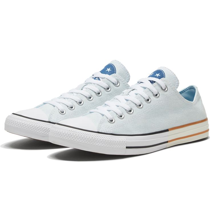 Converse Chuck Taylor All Star Round Toe Lace-Up Durable Breathable Low-Top Canvas Shoes Unisex Sneakers Agate-Blue 167664C