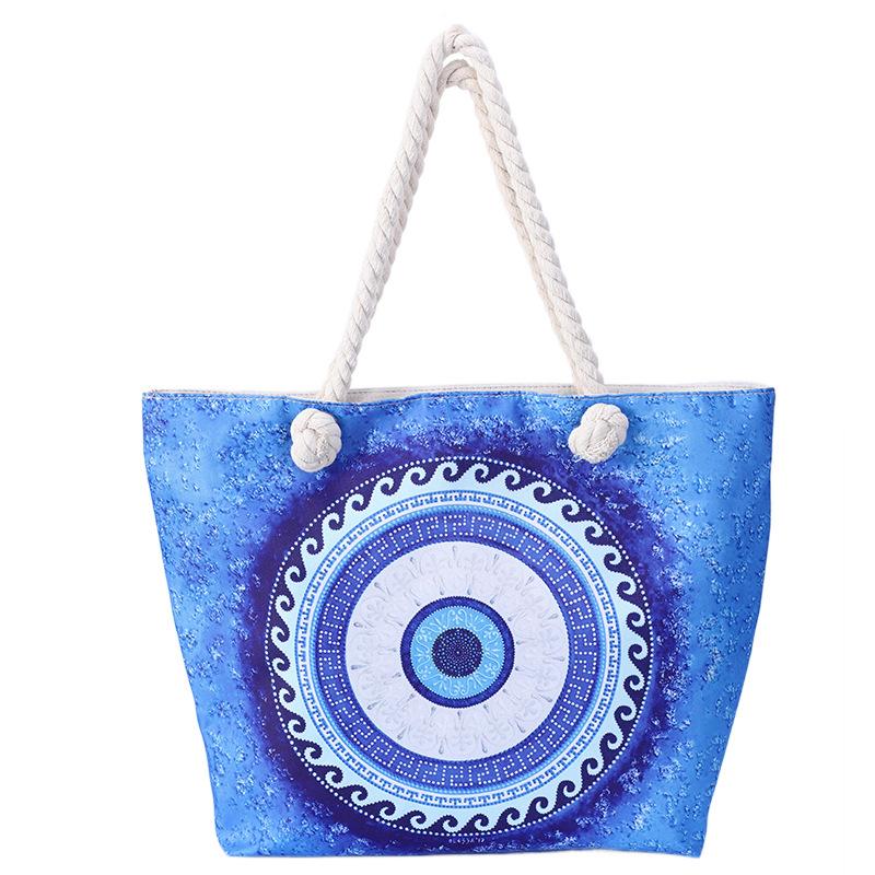 Women's Beach Bag Devil Eyes Tote Blue Eyes Shoulder Bag Evil Eye Canvas Bag