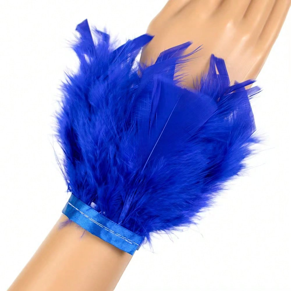 A Bohemian Style Women's Artificial Feather Bracelet - Elegant, Charming, Gorgeous, and Fashionable Women's Hook and Loop Wrist Accessory