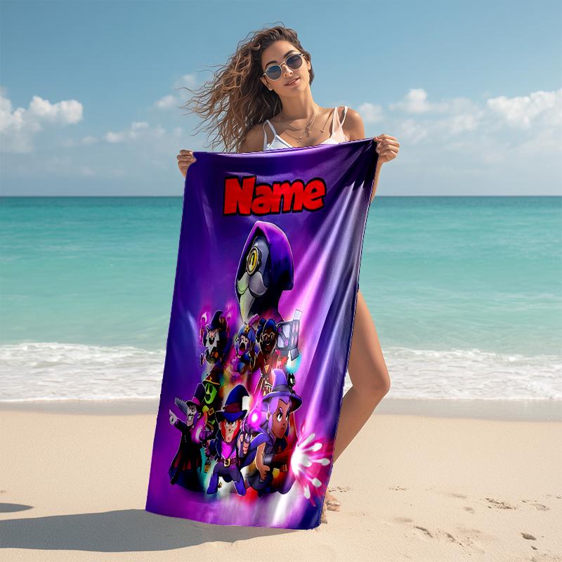 Personalized Customized Proof Beach Towel with Brawl Stars Pattern - Soft, Absorbent, Quick-drying, Perfect Swimming, Camping&bathing
