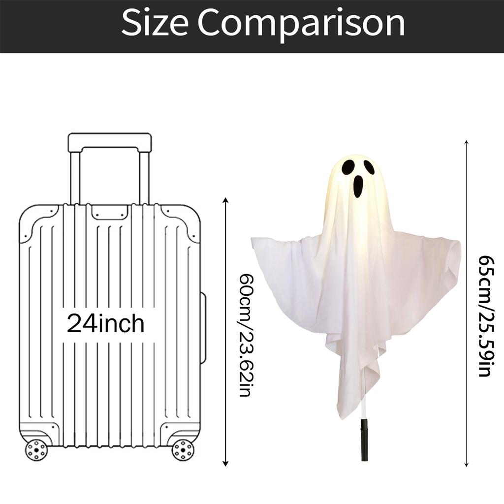 Outdoor LED Ghost Stake Lights Halloween Yard Decorations Set of 5 Ghost Figures with Ground Stakes for Garden Pathway and Lawn Lighting