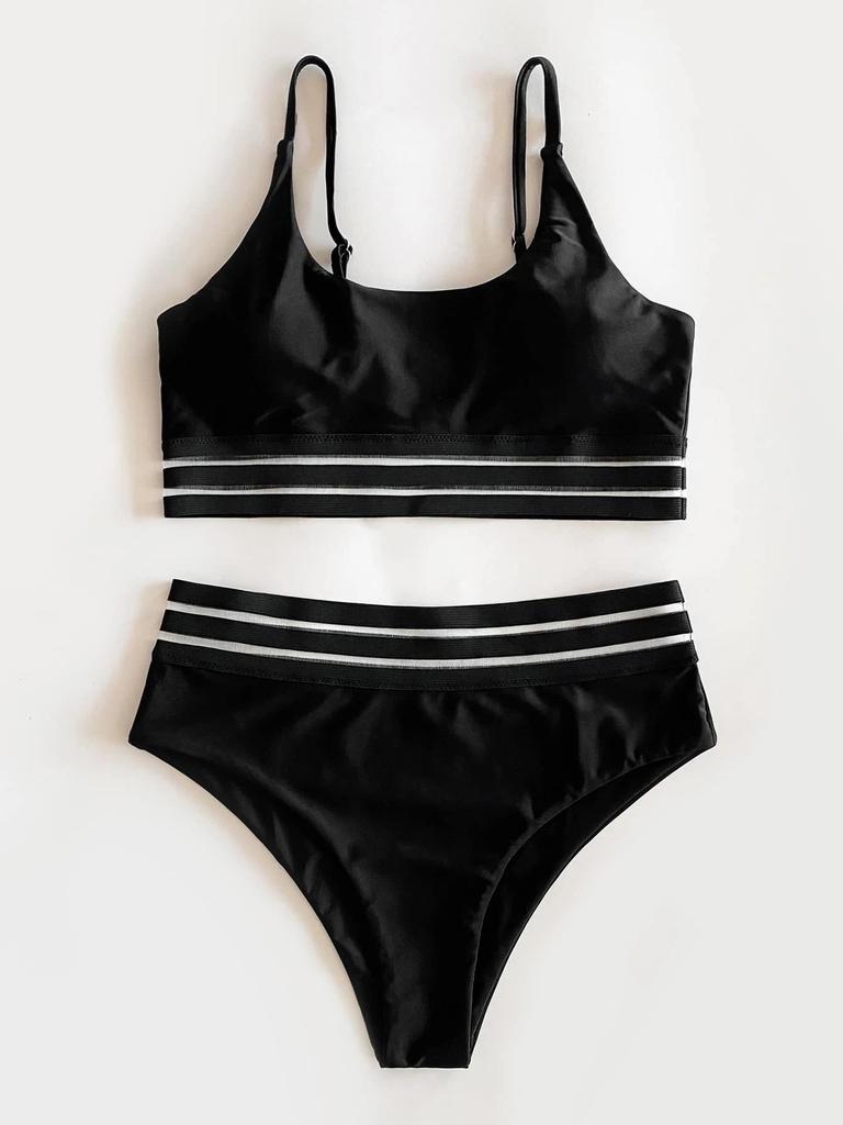 Chic 2024 Black Fishnet Two-Piece Bikini for Women