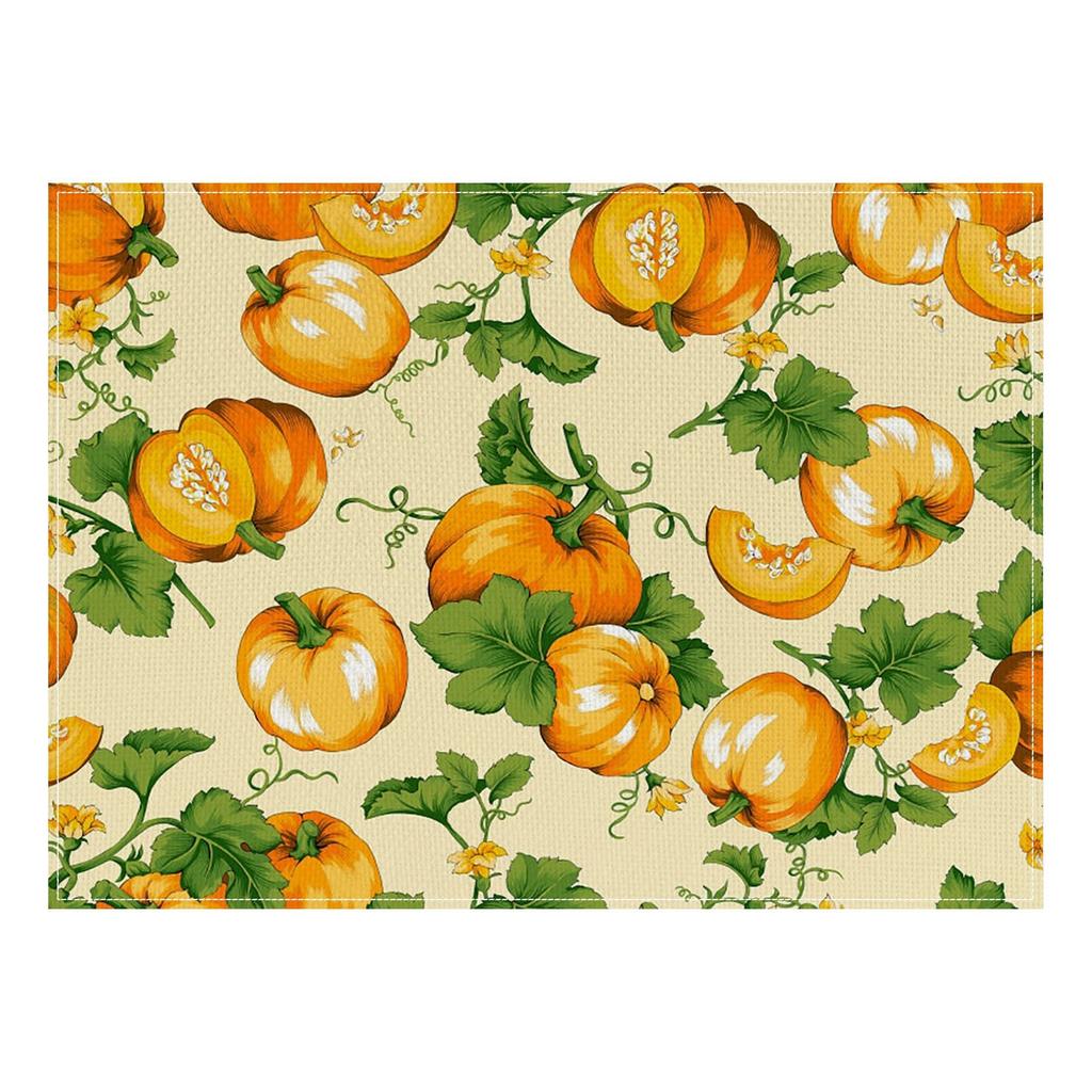 Thanksgiving Autumn Harvest Pumpkin Placemats Seasonal Autumn Table Mats for Outdoor Home Party Dining Decoration
