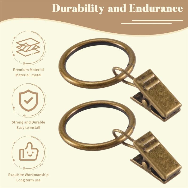 Metall Gardinstångsklämma Rostfria Draperiringar Krokar Hem Badrum Dekorativa Gardinstänger Hängare Hängande Foton Hattar Klämmor