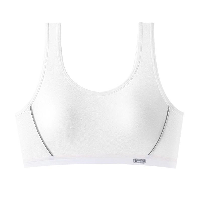A Antibacterial Girls Bra Sports Underwear Running Shock-proof Middle and High School Students Development Period Girls Vest Fixed Cup