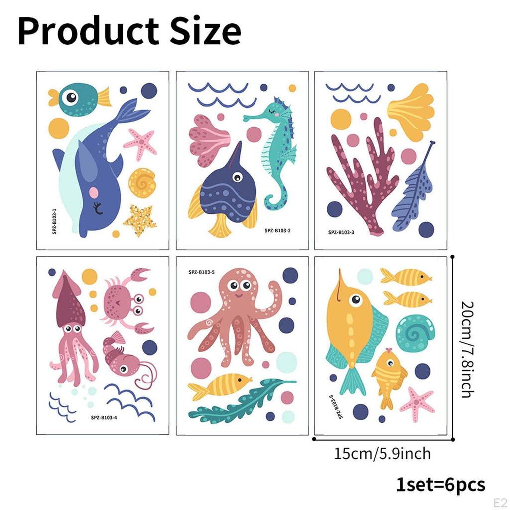 6Pcs Bathtub Stickers Sealife Wall DIY Cartoon Removable Whales Bathroom