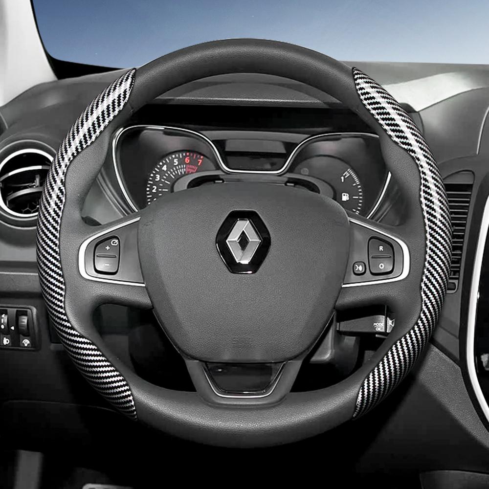 EXHN9 Suitable for Renault Carbon Fiber Texture Steering Wheel Cover with Segmented Quick-Release Design Sandero Clio Duster 