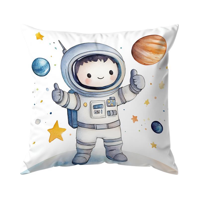 Home Decor Space-Themed Astronaut & Rocket Pillow Covers Pattern Cushion Cover Suitable For Sofa Bedroom Car Pillow Cover