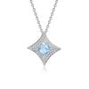 S925 reines Silber natürliche gelbe Granat Halskette, quadratischer Sternförmiger Kristall Anhänger, luxuriöser Schmuck mit gebürsteter Handwerkskunst, Geschenk
