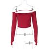 Spice Girl Sexy Slim-fit Top Spring New Solid Color Long-sleeved Off-the-shoulder One-word Collar T-shirt Wholesale