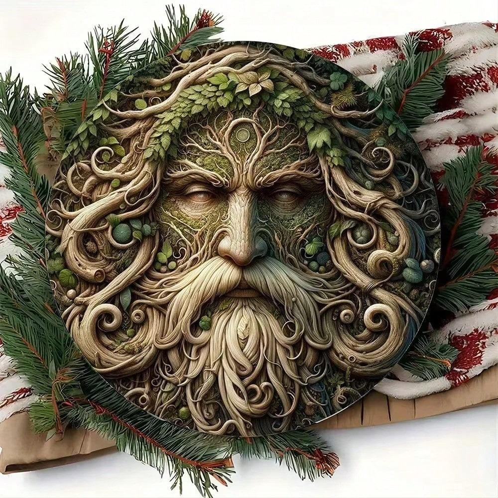 Enchanted Green Man Spirit Metal Wall Art Decor Pagan Garden Hanging