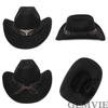GEMVIE Western Hat with Belt Wide Slimming Ten Gallon Western Actress Hat Black Men's Accessory, Brim, Cowboy/Cowgirl Style, Unisex, Face, Hat, Hat,