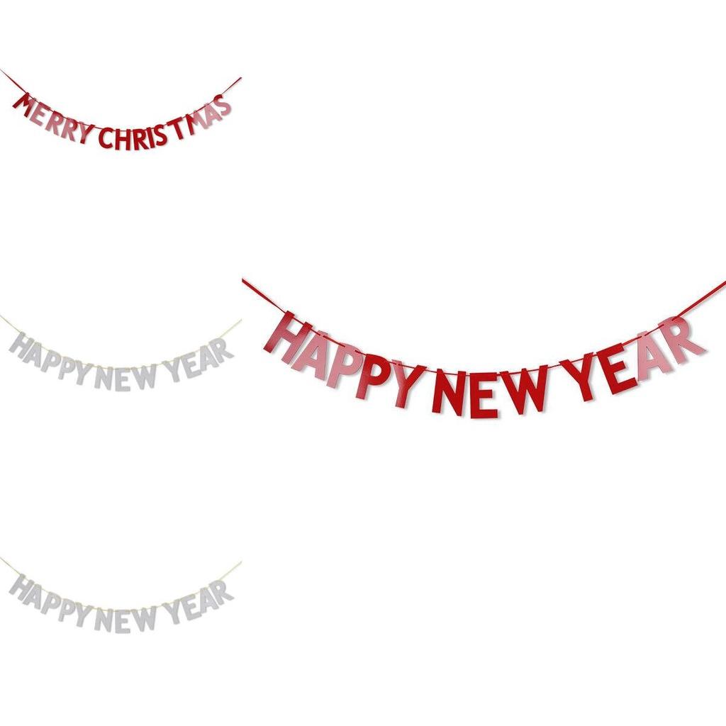 Reusable Merry Christmas Happy New Year Banner For Party Home Decoration