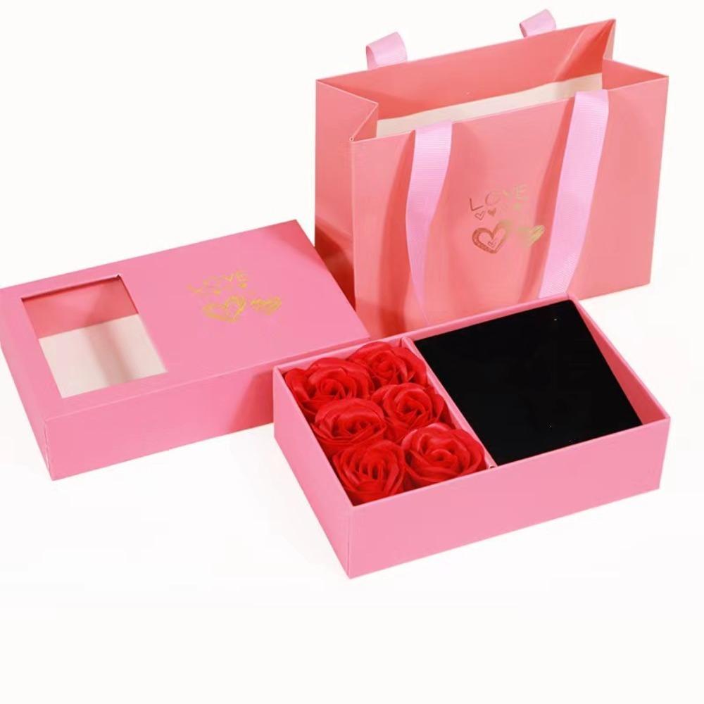 Window Opening Ring Box Eternal Flower Jewelry Gift Packaging Box  for Wife Mom Girlfriend
