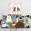 We B-Bare B-Bears Cartoon Fairy Tales Pillow Case Square Pillow Bedroom Sofa Leisure ComfortCarLiving Room Home Decoration 40X40