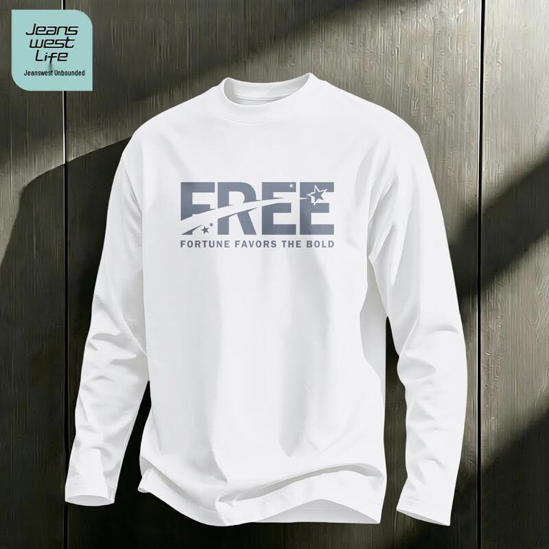 Jeanswest Life Men's Loose Fit Cotton Crewneck Long-Sleeve Tee