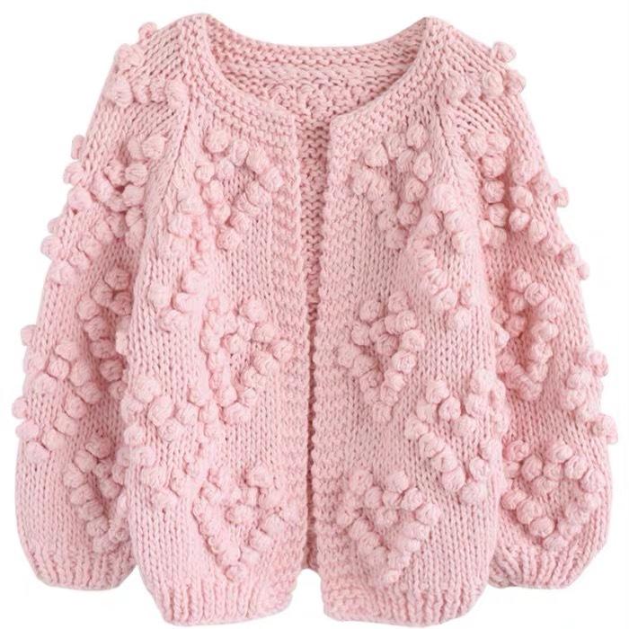Herbst und Winter Neu Damen Wollkugel Fledermausnadel Dicke Wolle Locker und Dünn Kurzer Pullover Cardigan Jacke Damen
