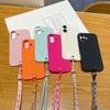Lychee Pattern TPU Phone Case with Wrist Strap Lanyard for Apple 15/16 Pro Max, 14/13/12, and 11.