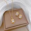 Crown Zircon Sky Micro-Inlaid Necklace Earrings Set Light Luxury Personality Temperament Earrings Necklace Combination