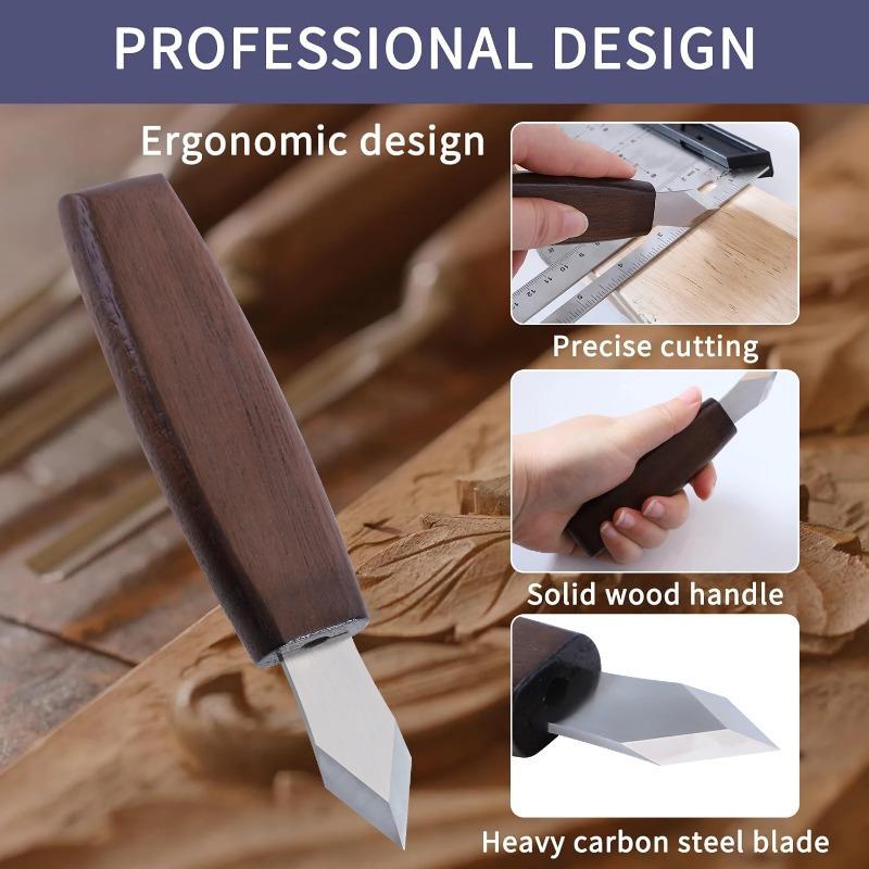 1PC Marking Knife Double Bevel Striking Knife Wooden Handle for Woodworking Carving and Marking