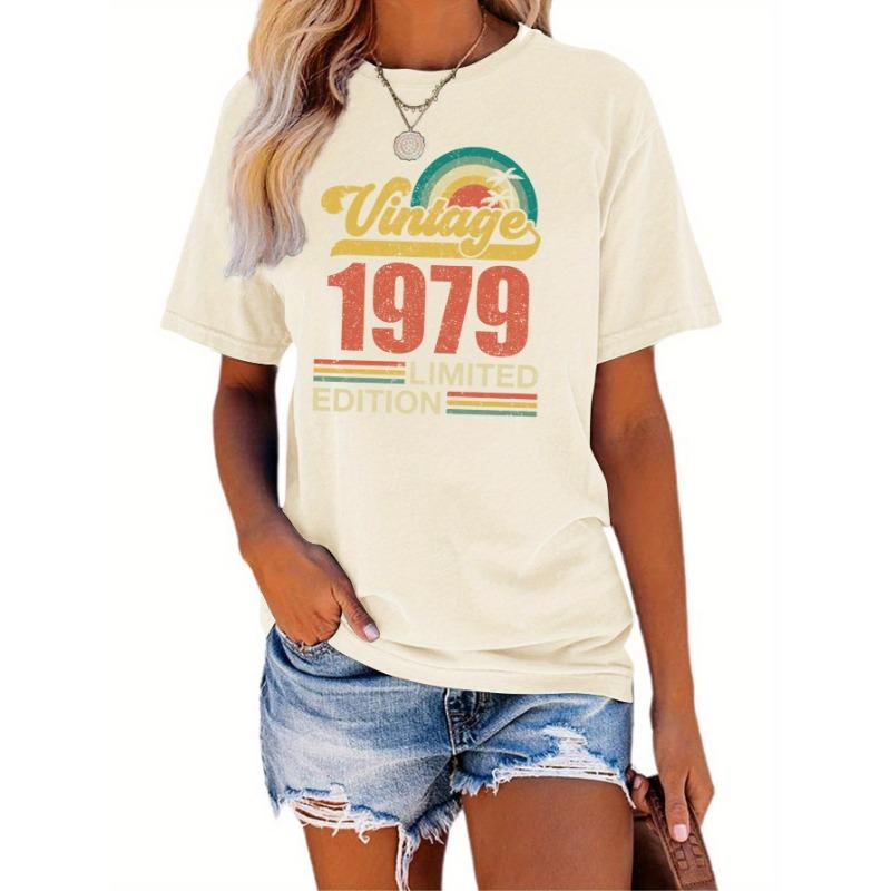 Vintage 1979 Retro Letter Print Short-sleeved T-shirt S