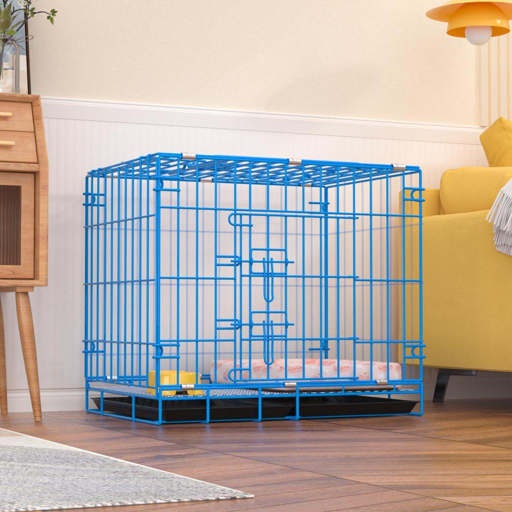 Foldable Metal Dog & Cat Cage for Home, Indoor/Outdoor, Car or Rescue Use